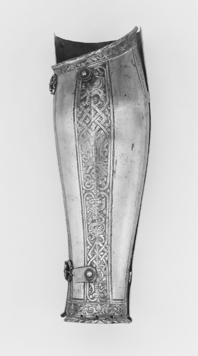 Elements of an Armor Garniture Made for Henri I de Montmorency (1534–1614), Comte de Damville and Constable of France, Steel, gold, brass, leather, French