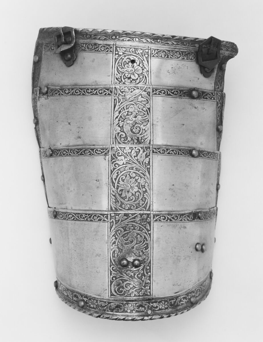 Elements of an Armor Garniture Made for Henri I de Montmorency (1534–1614), Comte de Damville and Constable of France, Steel, gold, brass, leather, French