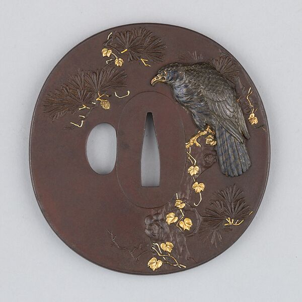 Sword Guard (Tsuba), Iron, gold, silver, copper-silver alloy (shibuichi), copper-gold alloy (shakudō), copper, Japanese 