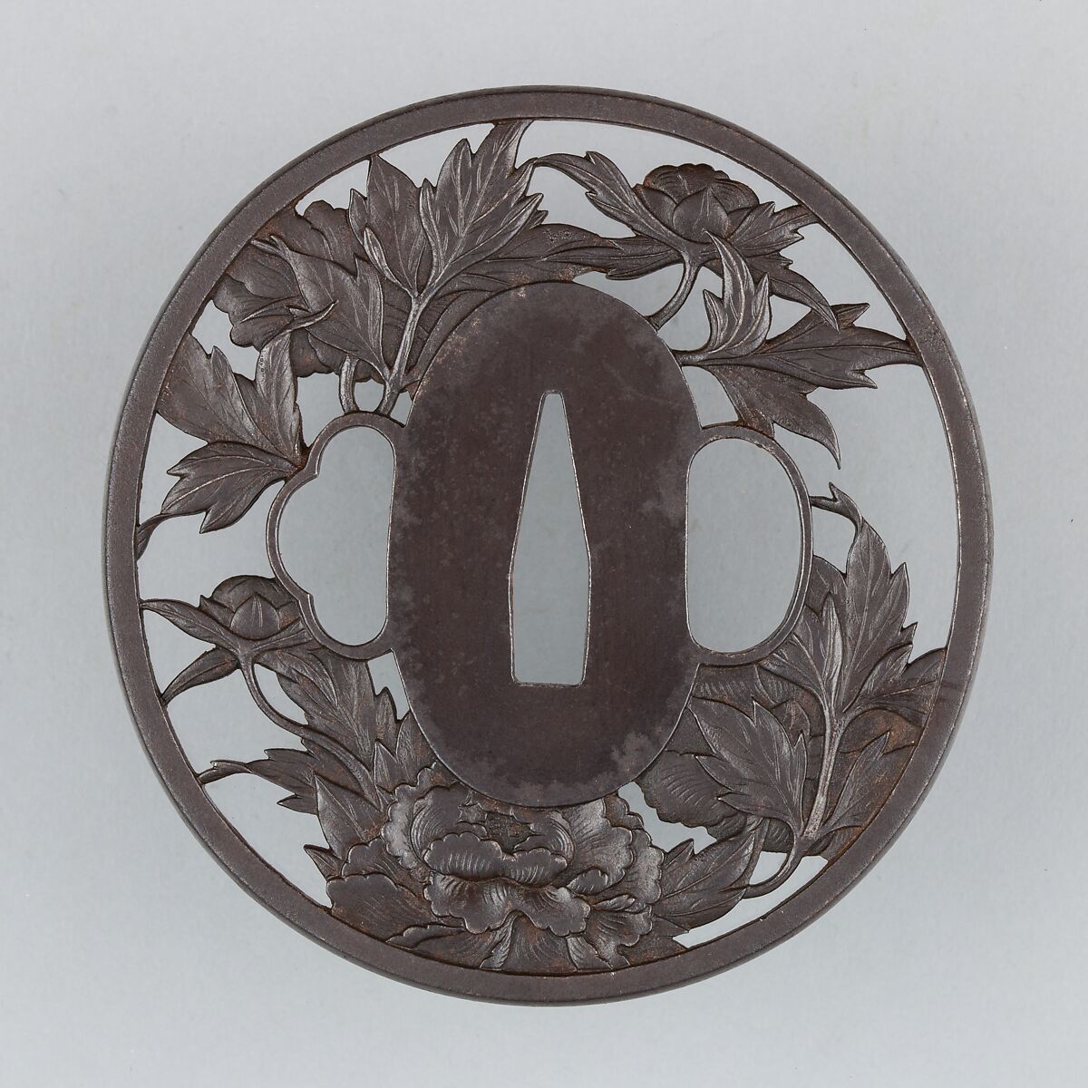 Sword Guard (Tsuba), Iron, copper, Japanese