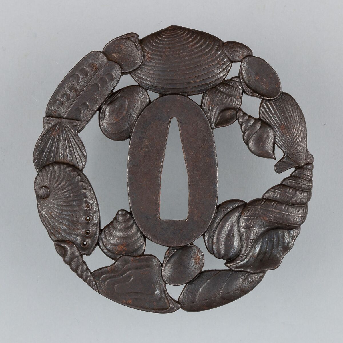 Sword Guard (Tsuba), Iron, copper, Japanese