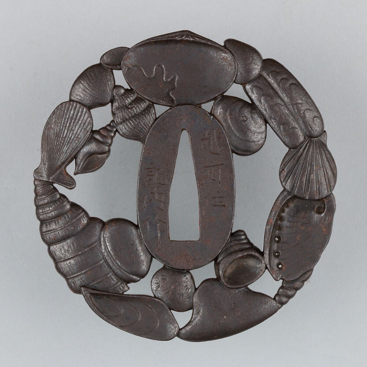 Sword Guard (Tsuba), Iron, copper, Japanese 