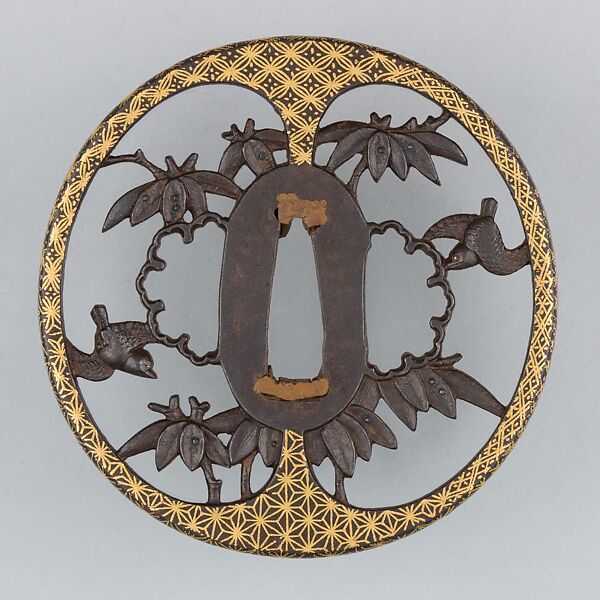 Sword Guard (Tsuba), Iron, gold, silver, copper, Japanese
