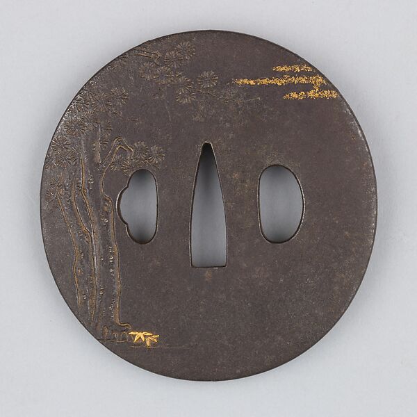 Sword Guard (Tsuba), Iron, gold, silver, copper-gold alloy (shakudō), copper, Japanese