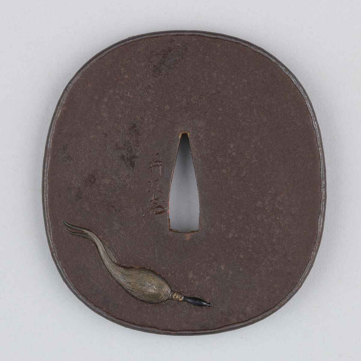 Sword Guard (Tsuba), Iron, gold, silver, copper-gold alloy (shakudō), copper, Japanese