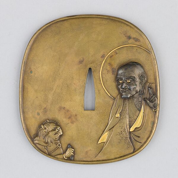 Sword Guard (Tsuba), Copper alloy (sentoku), gold, copper-silver alloy (shibuichi), copper, Japanese 