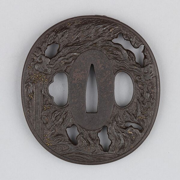 Sword Guard (Tsuba), Iron, gold, copper, Japanese