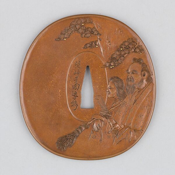 Sword Guard (Tsuba), Copper, gold, Japanese 