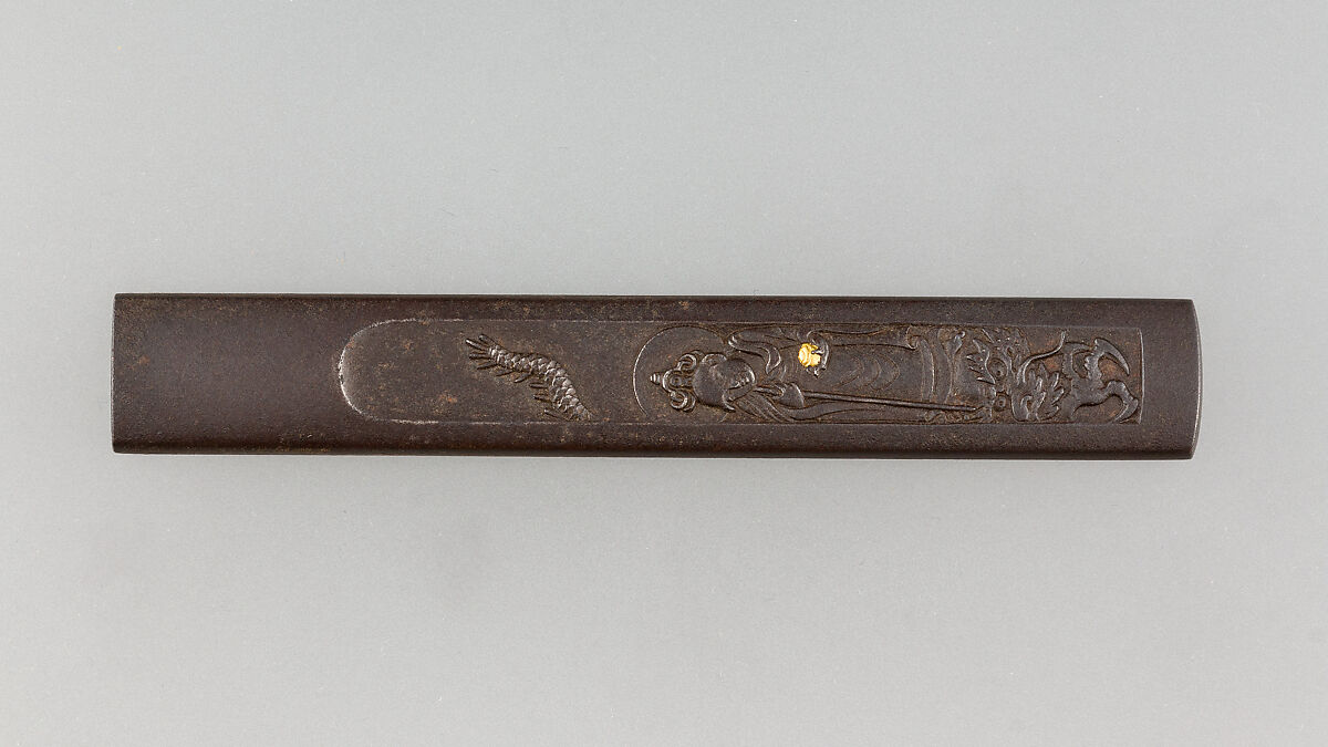 Knife Handle (Kozuka), Iron, silver, gold, Japanese 