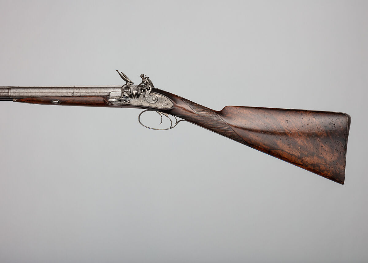Double-Barreled Side-by-Side Flintlock Shotgun, Joseph Manton &amp; Son, British, London 1834–1838, Steel, wood (walnut), brass, platinum, silver, British, London