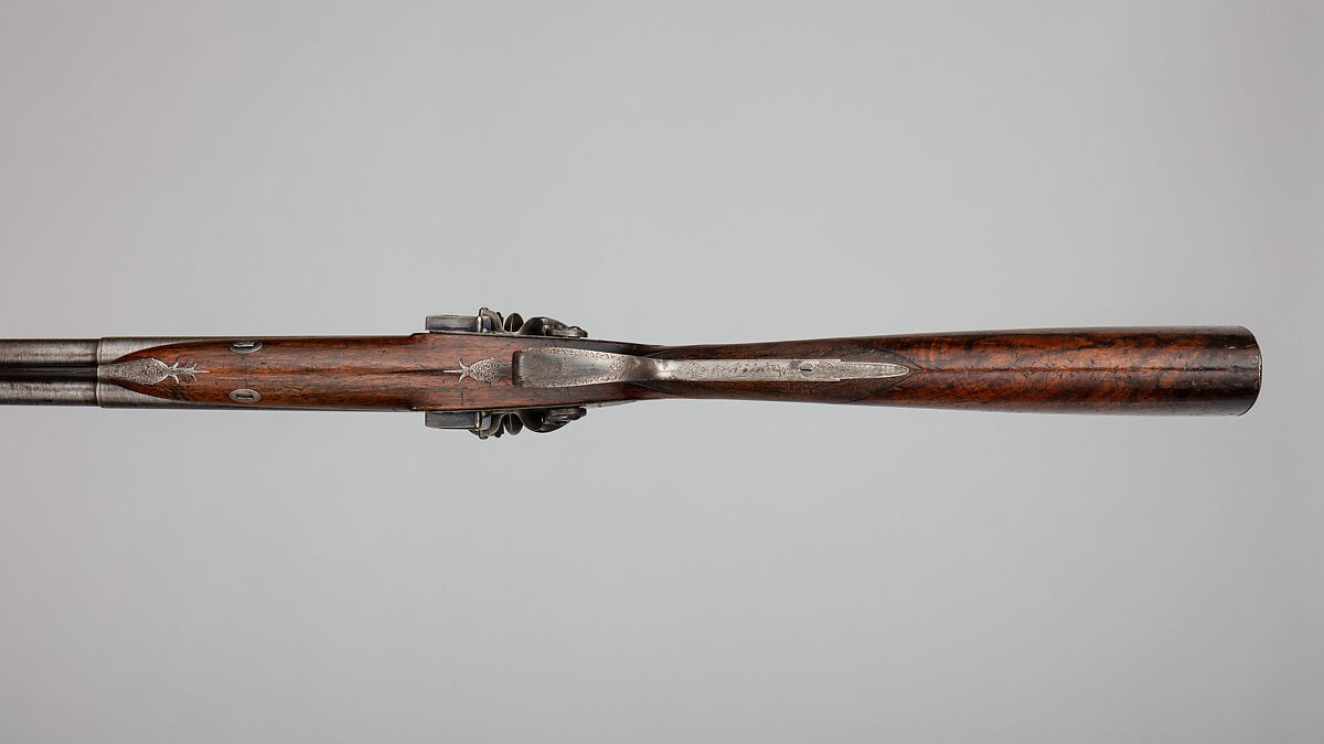 Double-Barreled Side-by-Side Flintlock Shotgun, Joseph Manton &amp; Son, British, London 1834–1838, Steel, wood (walnut), brass, platinum, silver, British, London