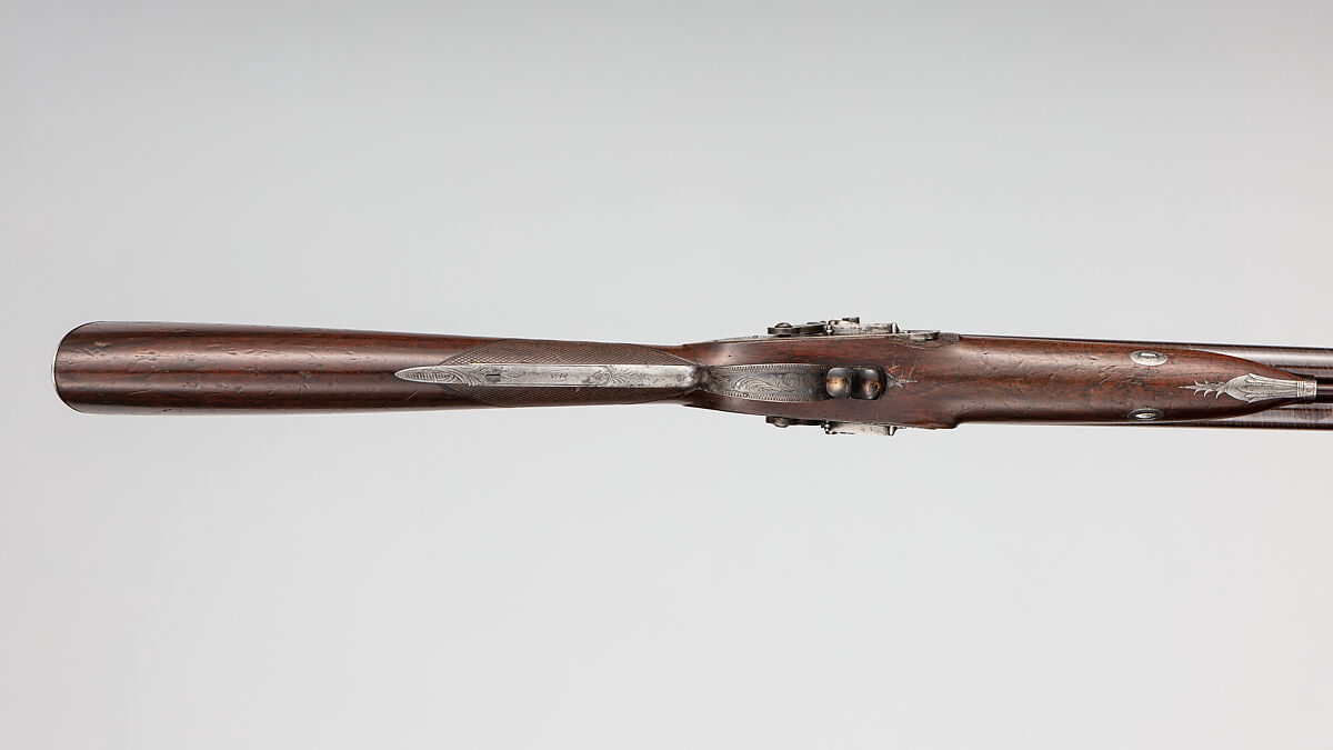 Double-Barreled Side-by-Side Tube-Lock Shotgun with Case, Joseph Manton (British, Grantham, Lincolnshire 1766–1835 London), Steel, wood (walnut, mahogany), horn, brass, silver, British, London