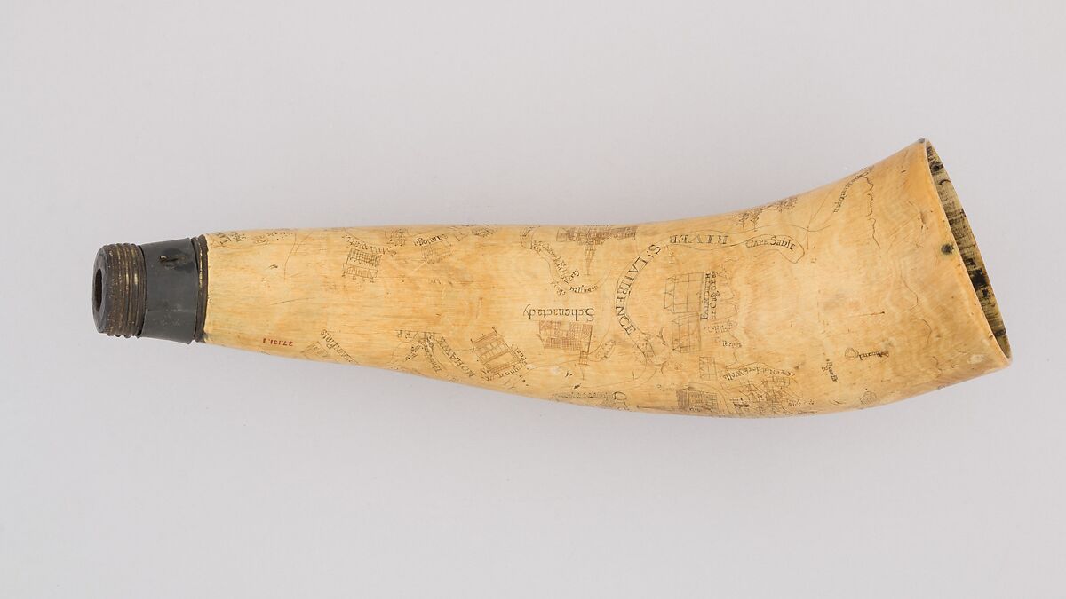 Powder Horn, Horn (cow), lead, American