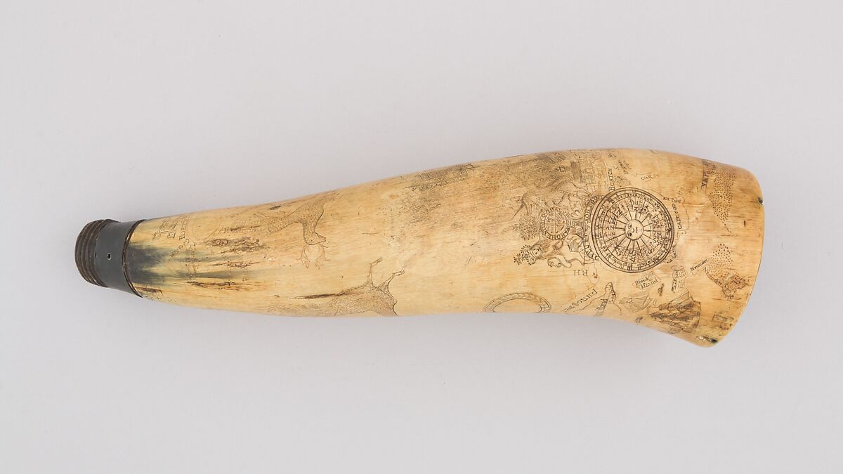 Powder Horn, Horn (cow), lead, American