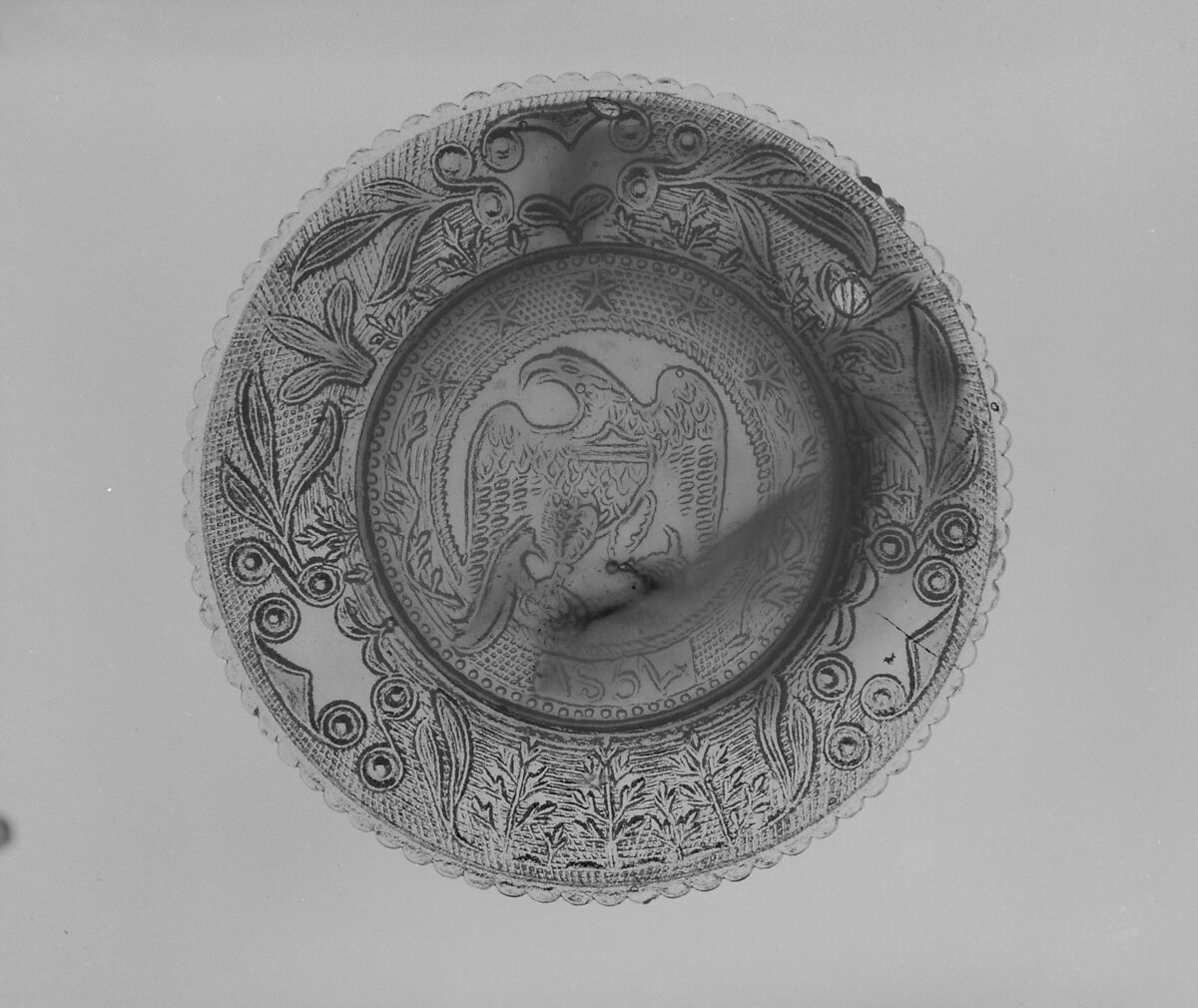 Cup Plate, Probably Boston &amp; Sandwich Glass Company (American, 1825–1888, Sandwich, Massachusetts), Lacy pressed glass, American 