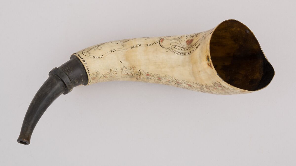 Powder Horn, Horn (cow), brass, pigment, Colonial American, St. Augustine, Florida