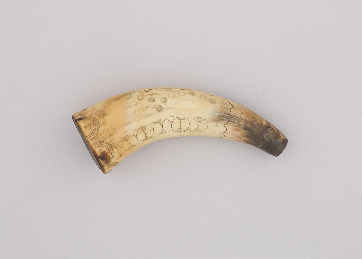 Powder Horn, Horn (cow), wood, American