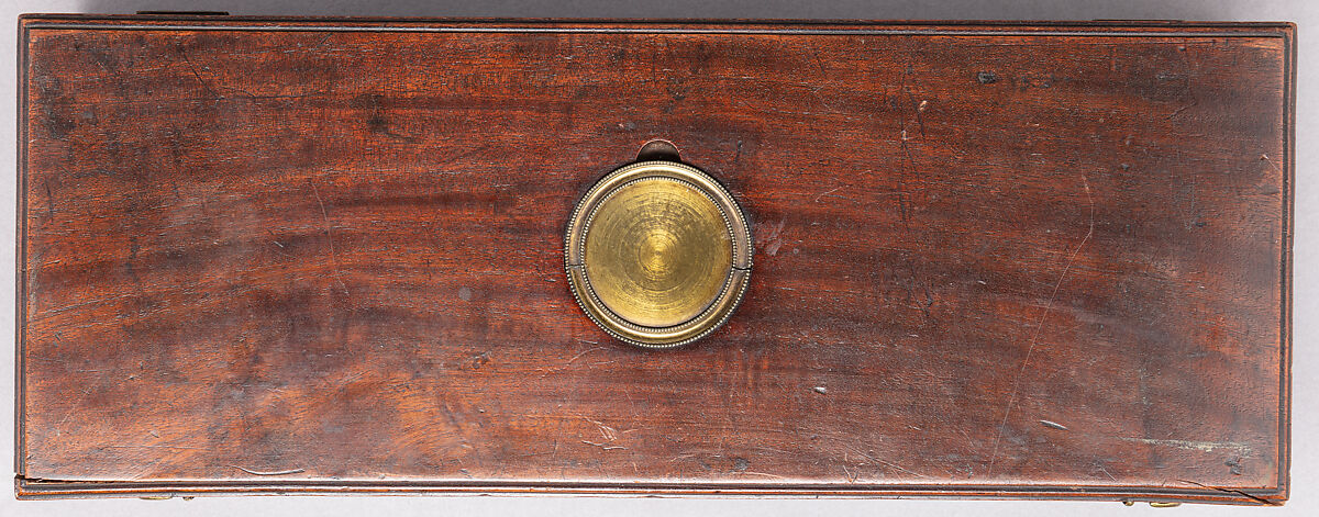 Flintlock Target Pistol of Prince William Frederick, Second Duke of Gloucester and Edinburgh (1776–1834), with Case and Accessories, Wogdon &amp; Barton (British, London 1795–1803), Pistol: wood (walnut), steel, gold, brass, horn; ramrod: wood (walnut), brass, steel; case: wood (mahogany), velvet, brass; powder flask: brass, steel, leather; bullet mold: steel; screwdriver: wood (walnut), brass, steel; cleaning rod: wood (walnut), brass, steel; bottle: glass, British, London