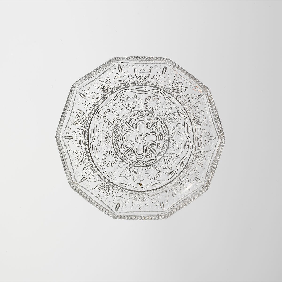 Cup Plate, Possibly New England Glass Company (American, East Cambridge, Massachusetts, 1818–1888), Lacy pressed glass, American