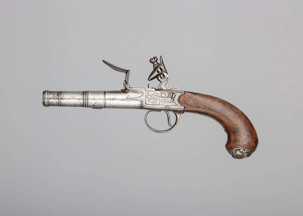 Flintlock Box-Lock Turn-Off Pistol, Ketland (British, London and Birmingham, active mid- 18th century–1831), Steel, wood (walnut), silver, British, probably Birmingham