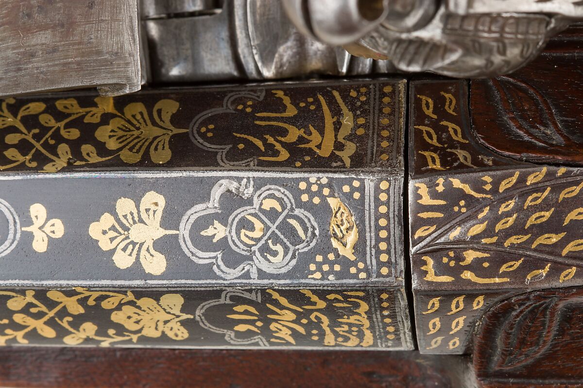 Flintlock Blunderbuss, Steel, wood, silver, gold, copper alloy, Indian, Mysore, Srirangapatna