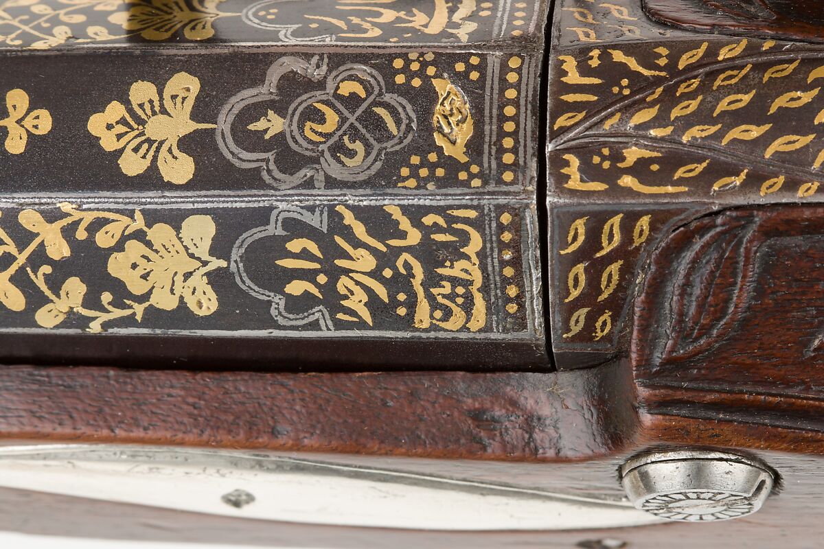 Flintlock Blunderbuss, Steel, wood, silver, gold, copper alloy, Indian, Mysore, Srirangapatna