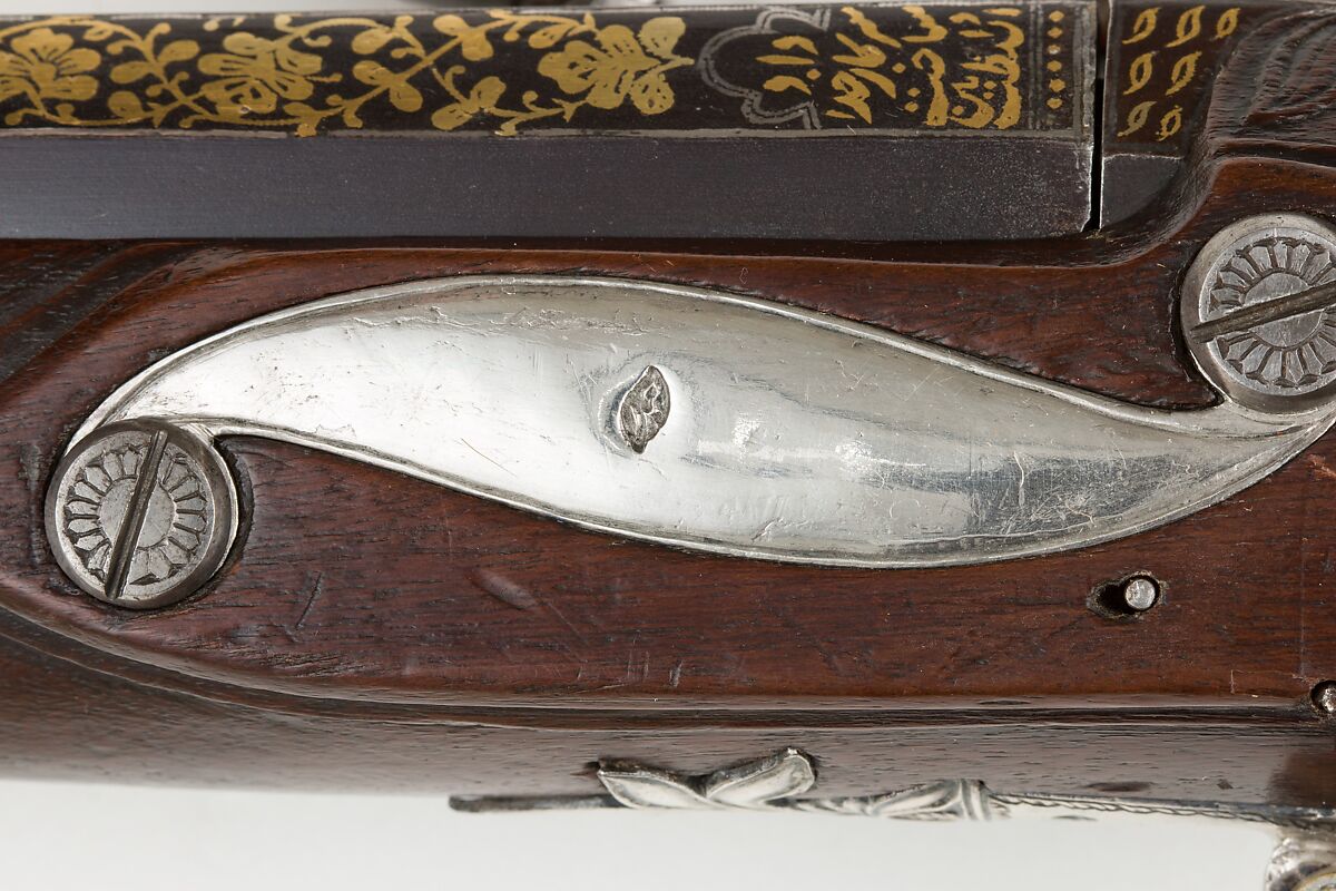 Flintlock Blunderbuss, Steel, wood, silver, gold, copper alloy, Indian, Mysore, Srirangapatna