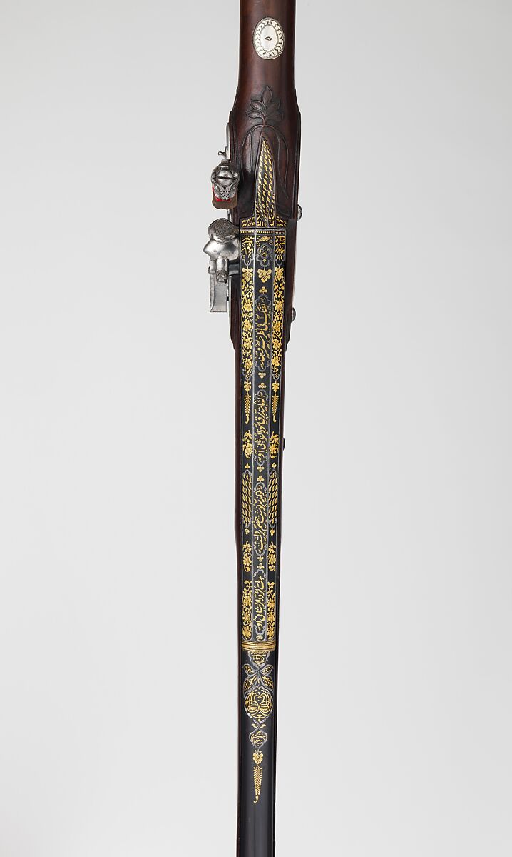 Flintlock Blunderbuss, Steel, wood, silver, gold, copper alloy, Indian, Mysore, Srirangapatna