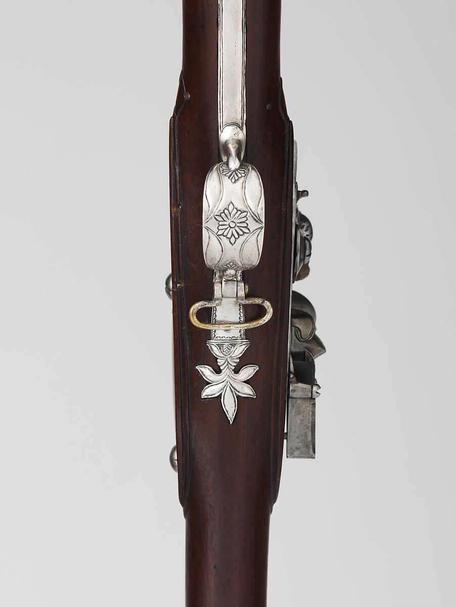 Flintlock Blunderbuss, Steel, wood, silver, gold, copper alloy, Indian, Mysore, Srirangapatna