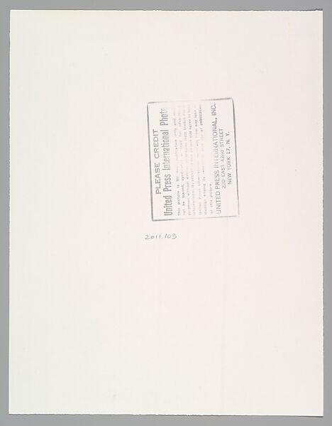 SAN FRANCISCO. Fugitive newspaper heiress Patricia Hearst and three other members of the Symbionese Liberation Army (SLA) were reported captured in the Mission District here 9/18, bringing to an end one of the most bizarre criminal cases in U.S. History. In this photo released by the FBI 4/15/74, a girl resembling Miss Hearst is shown with a weapon in hand during a robbery of the Hibernia Bank, United Press International (American), Gelatin silver print