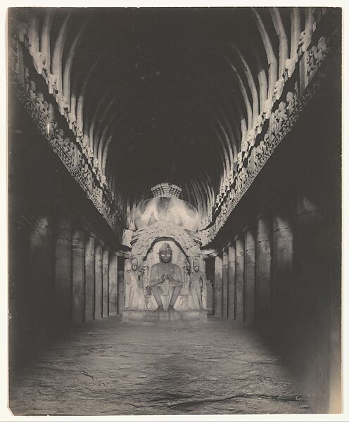 [Sutar ka Jhopda Cave Interior, Ellora Caves], Alfred William Plâté (German, ca. 1859 –1931 Linz, Austria), Platinum print 