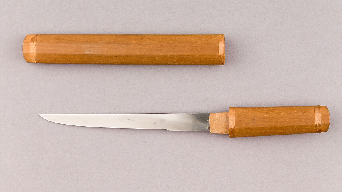 Knife Blade (Kozuka), Steel, wood, gold, Japanese 