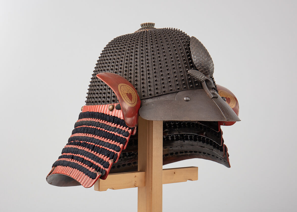 Helmet (<i>Hoshi- Kabuto</i>) in the 16th-Century Style, Inscribed by Saotome Ienari (Japanese, Gunma Prefecture, active late 17th–early 18th century), Iron, lacquer, silk, Japanese
