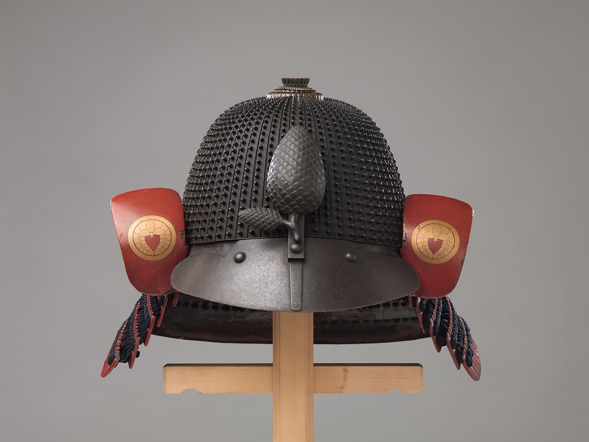 Helmet (<i>Hoshi- Kabuto</i>) in the 16th-Century Style, Inscribed by Saotome Ienari (Japanese, Gunma Prefecture, active late 17th–early 18th century), Iron, lacquer, silk, Japanese 