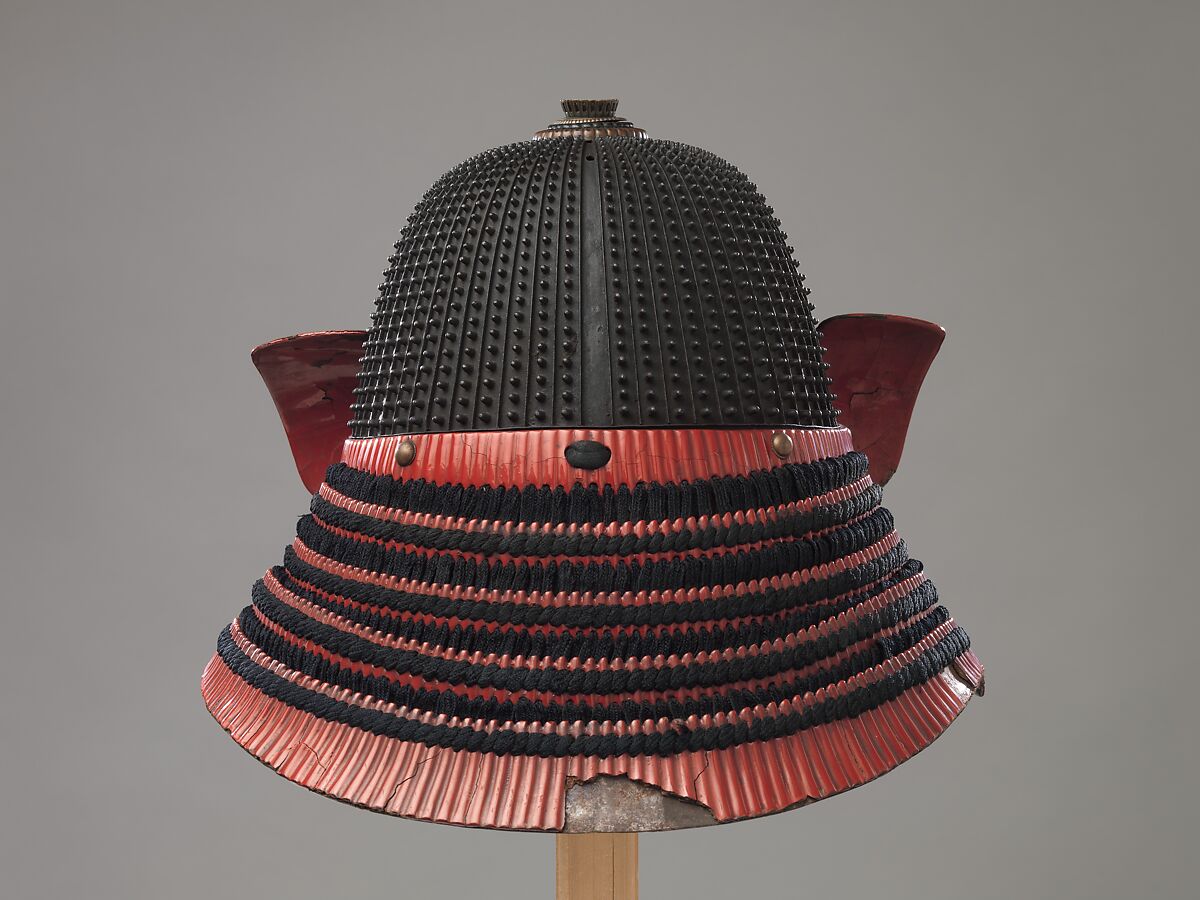 Helmet (<i>Hoshi- Kabuto</i>) in the 16th-Century Style, Inscribed by Saotome Ienari (Japanese, Gunma Prefecture, active late 17th–early 18th century), Iron, lacquer, silk, Japanese