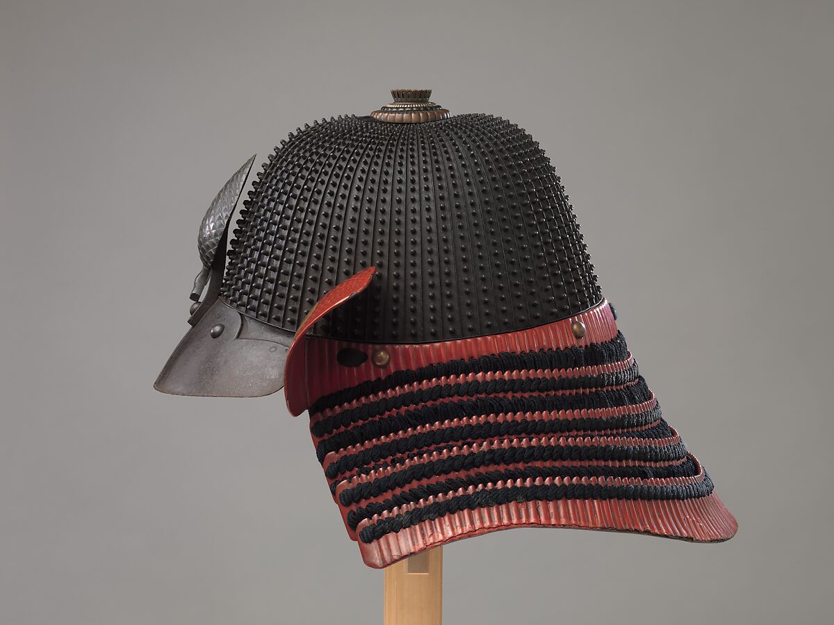 Helmet (<i>Hoshi- Kabuto</i>) in the 16th-Century Style, Inscribed by Saotome Ienari (Japanese, Gunma Prefecture, active late 17th–early 18th century), Iron, lacquer, silk, Japanese
