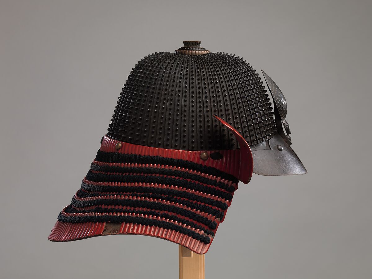 Helmet (<i>Hoshi- Kabuto</i>) in the 16th-Century Style, Inscribed by Saotome Ienari (Japanese, Gunma Prefecture, active late 17th–early 18th century), Iron, lacquer, silk, Japanese