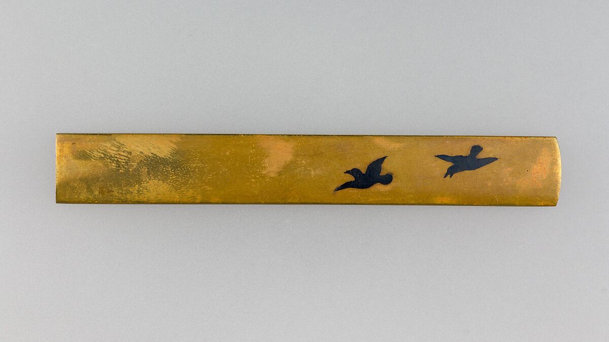 Knife Handle (Kozuka), Brass, silver, gold, copper-gold alloy (shakudō), Japanese