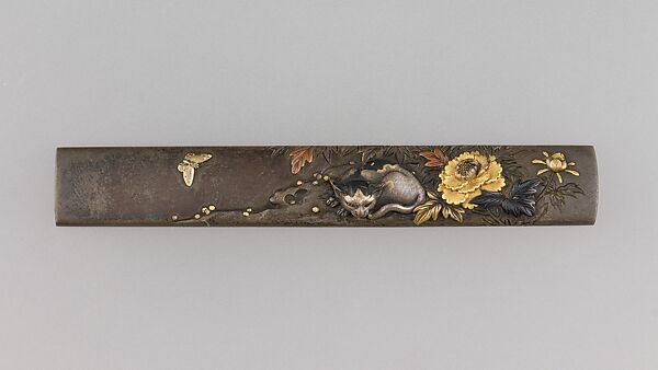 Knife Handle (Kozuka), Copper-silver alloy (shibuichi), gold, silver, brass, Japanese 