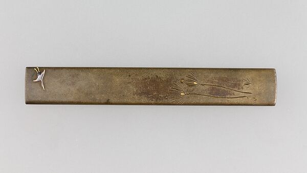 Knife Handle (Kozuka), Copper-silver alloy (shibuichi), silver, gold, copper-gold alloy (shakudō), Japanese 