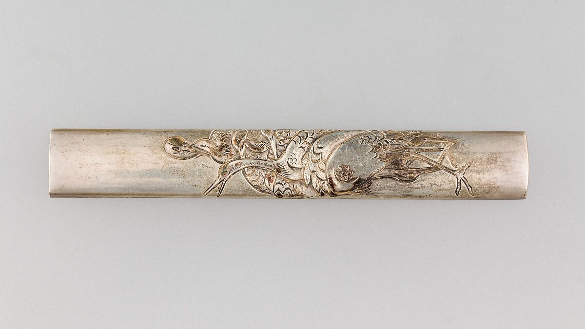 Knife Handle (Kozuka), Silver, Japanese 