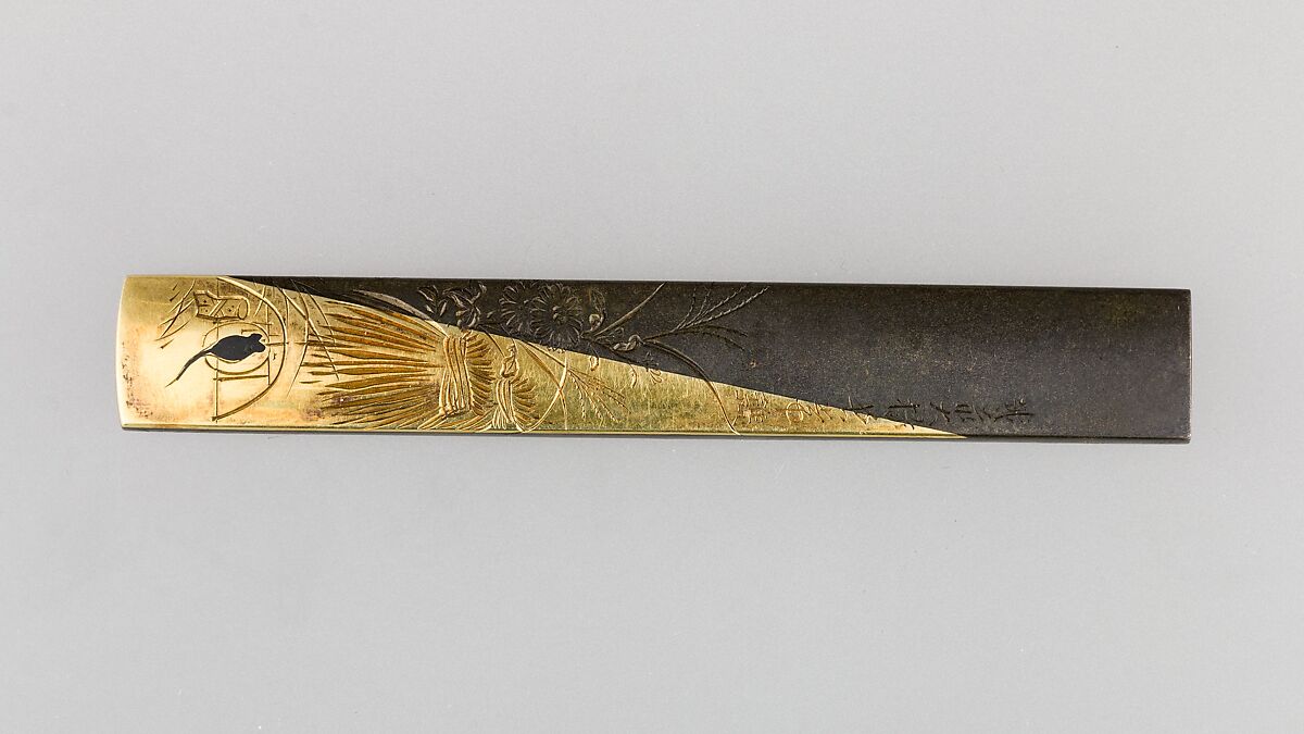 Knife Handle (Kozuka), Copper-silver alloy (shibuichi), gold, silver, copper-gold alloy (shakudō), Japanese