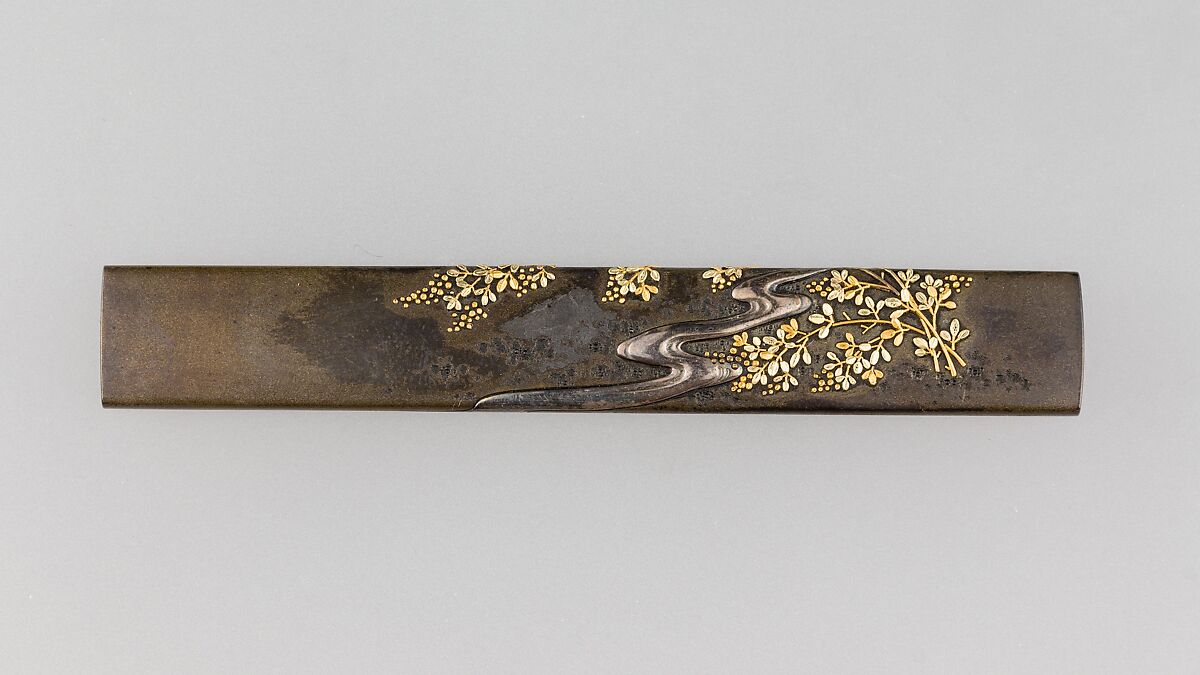 Knife Handle (Kozuka), Copper-silver alloy (shibuichi), silver, gold, copper-gold alloy (shakudō), Japanese 