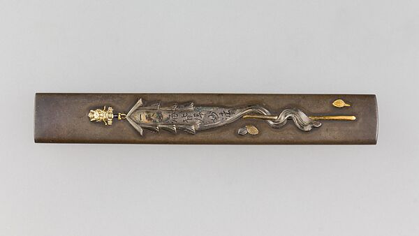 Knife Handle (Kozuka), Copper-silver alloy (shibuichi), gold, silver, copper, Japanese 