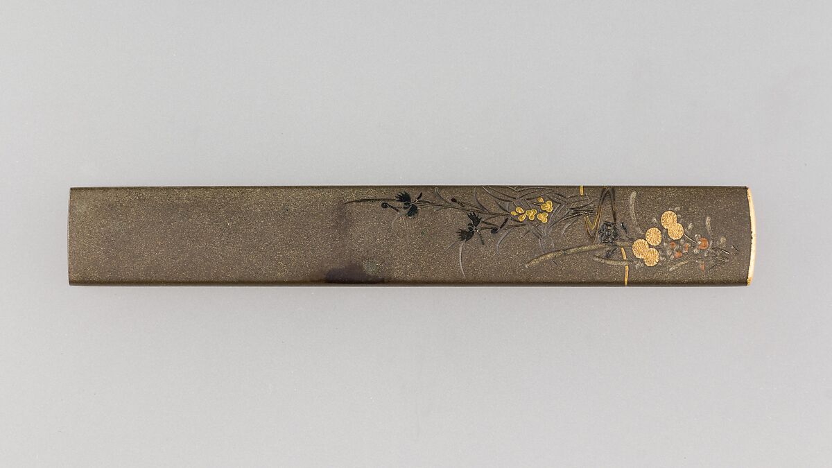 Knife Handle (Kozuka), Gold, copper-gold alloy (shakudō), copper-silver alloy (shibuichi), copper, Japanese 
