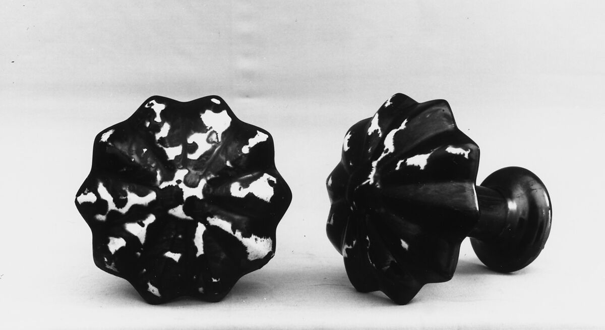 Curtain Knob, Mottled brown earthenware, American