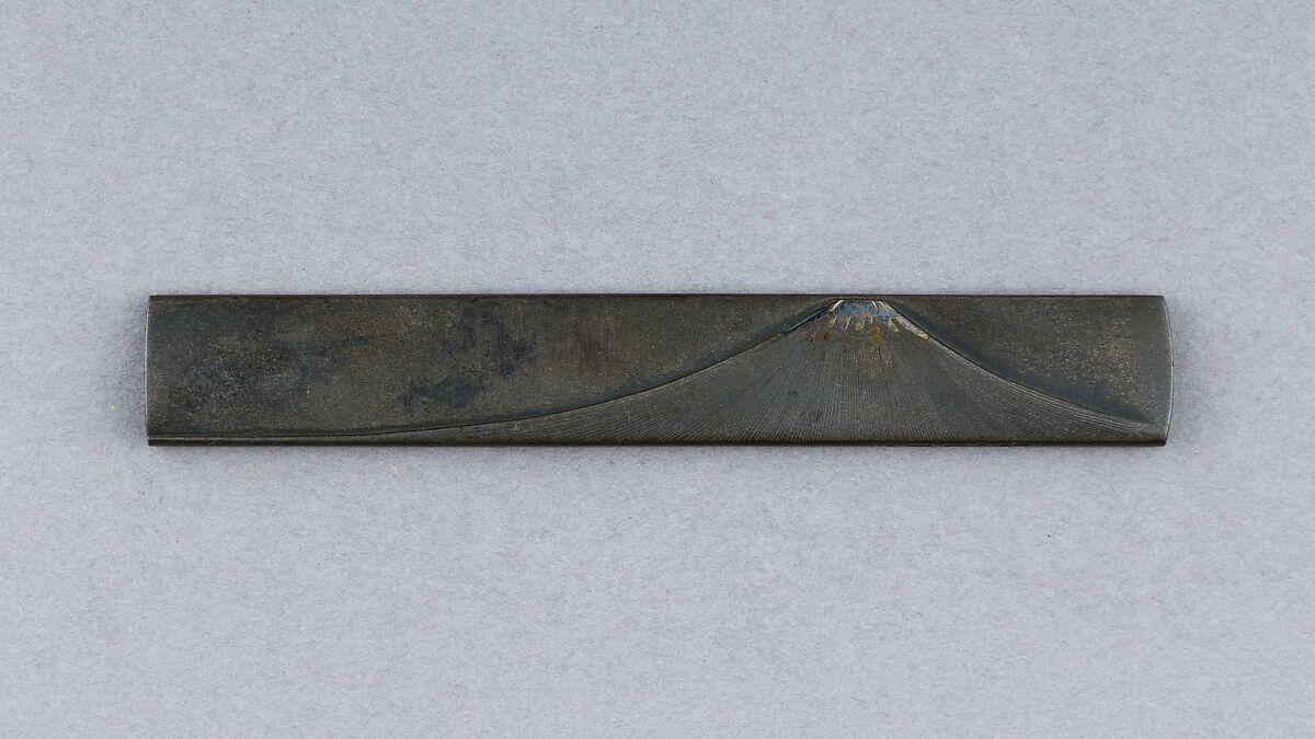 Knife Handle (Kozuka), Copper-silver alloy (shibuichi), silver, Japanese 