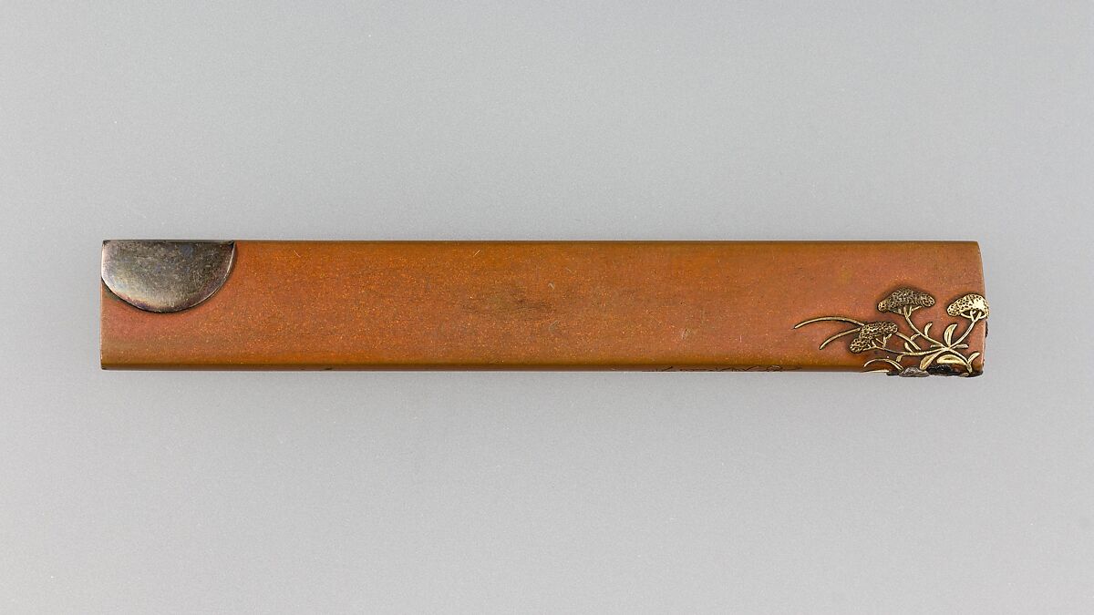 Knife Handle (Kozuka), Copper, gold, silver, copper-gold alloy (shakudō), Japanese 