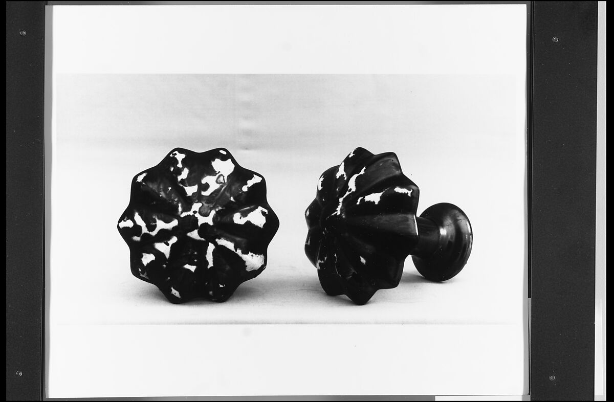 Curtain Knob, Mottled brown earthenware, American