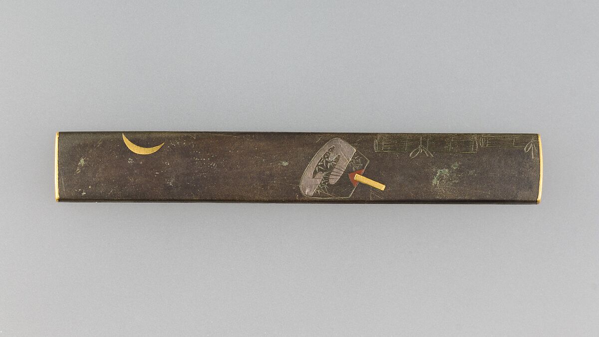 Knife Handle (Kozuka), Copper-silver alloy (shibuichi), gold, silver, copper, Japanese 